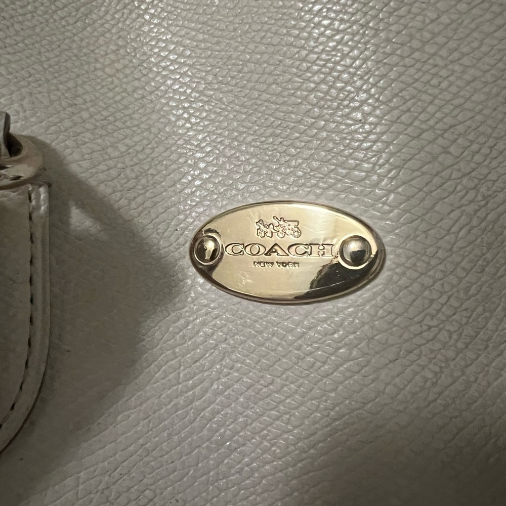 Coach Cream Leather Bag with Gold Accents